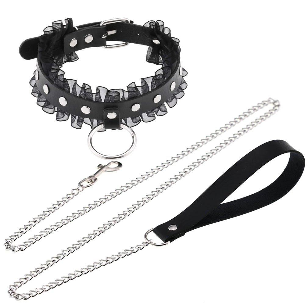 Goth Punk Spike Choker - Женское/Мужское ожерелье-чокер с заклепками и кружевом,