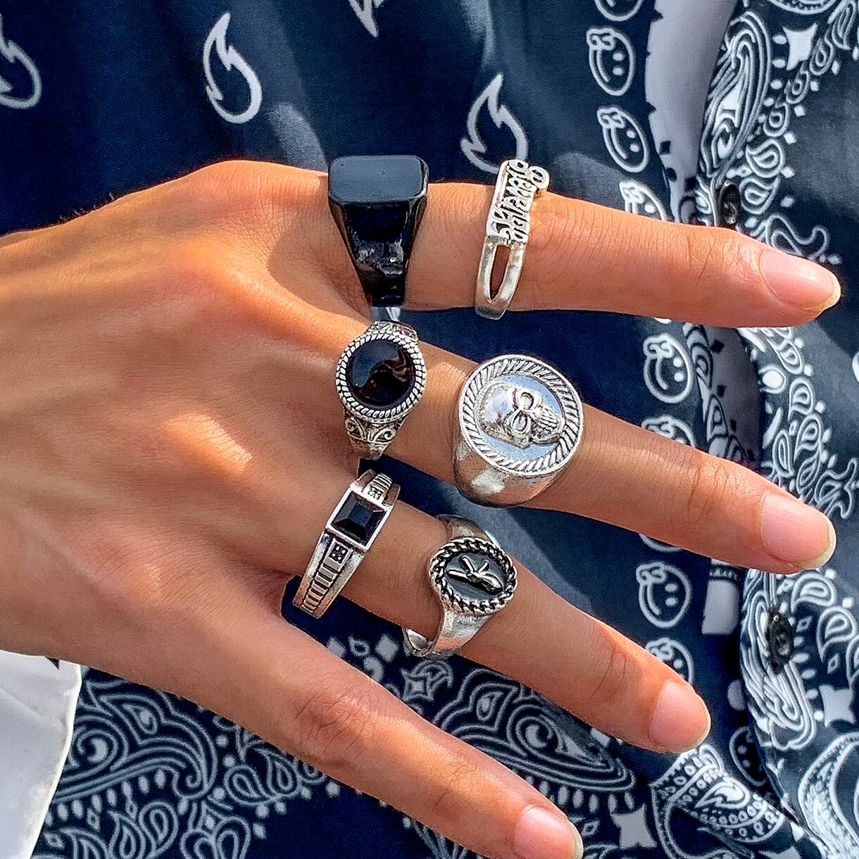 Vintage Punk Knuckle Rings Set - 6 шт./набор, винтажный набор колец в