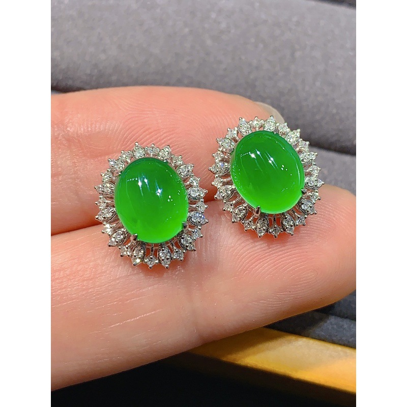 Earrings - Серьги из зеленого жадеита типа 