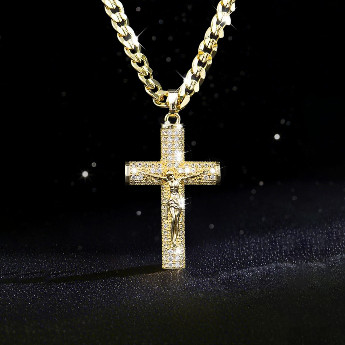 Cross Pendant Necklace Gold - Позолоченное мужское ожерелье с крестом: высокотехнологичные