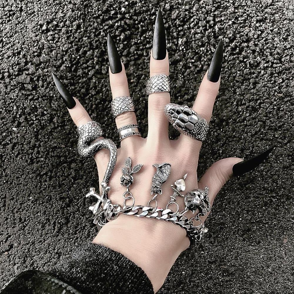 Vintage Punk Knuckle Rings Set - KMVEXO 4 шт./компл. готический стимпанк змея