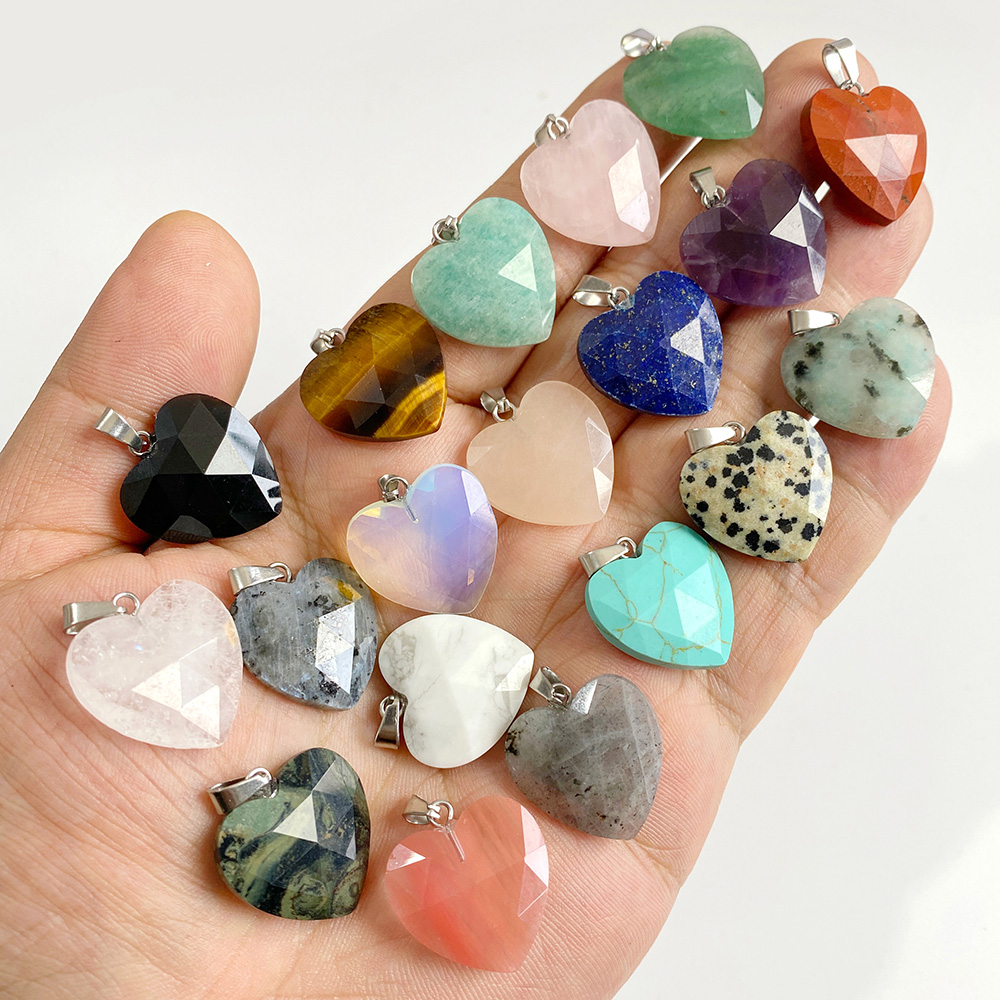 Crystal Pendant Necklace Natural Stone - 1 шт. 20 мм граненый кулон-сердце
