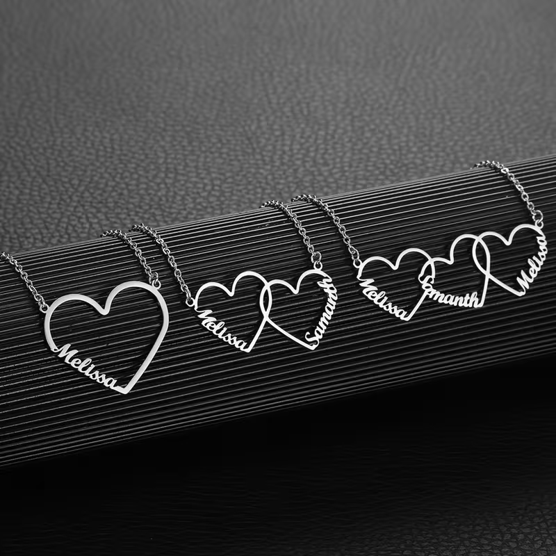 Custom Name Necklace Stainless Steel - Персонализированное ожерелье с именами в виде