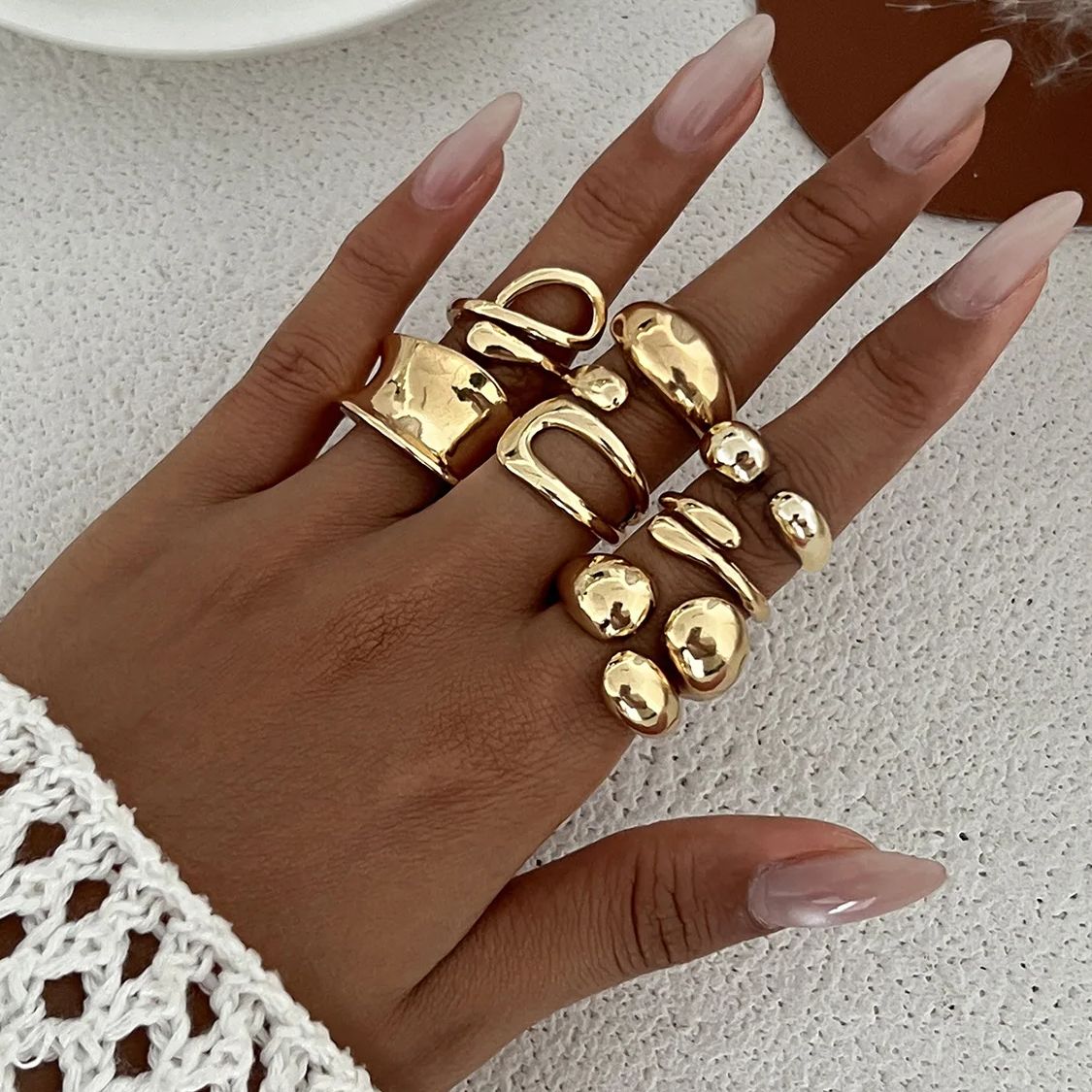 Vintage Punk Knuckle Rings Set - DIEZI один комплект, модные полые кольца