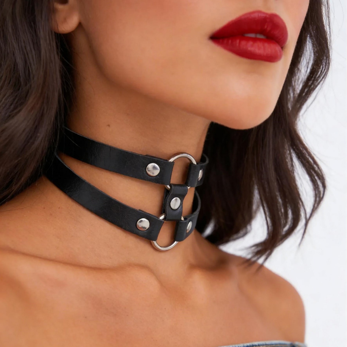 Goth Punk Spike Choker - Модный чокер из искусственной кожи с