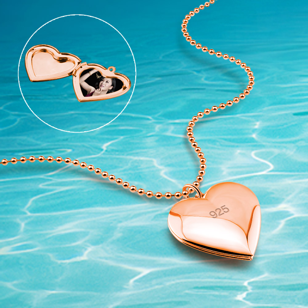 Heart Locket Necklace Photo - Женский чокер из серебра 925 пробы,