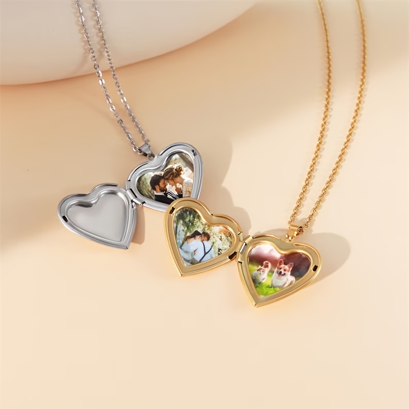 Heart Locket Necklace Photo - Персонализированное 1/2 изображения сердца медальон кулон