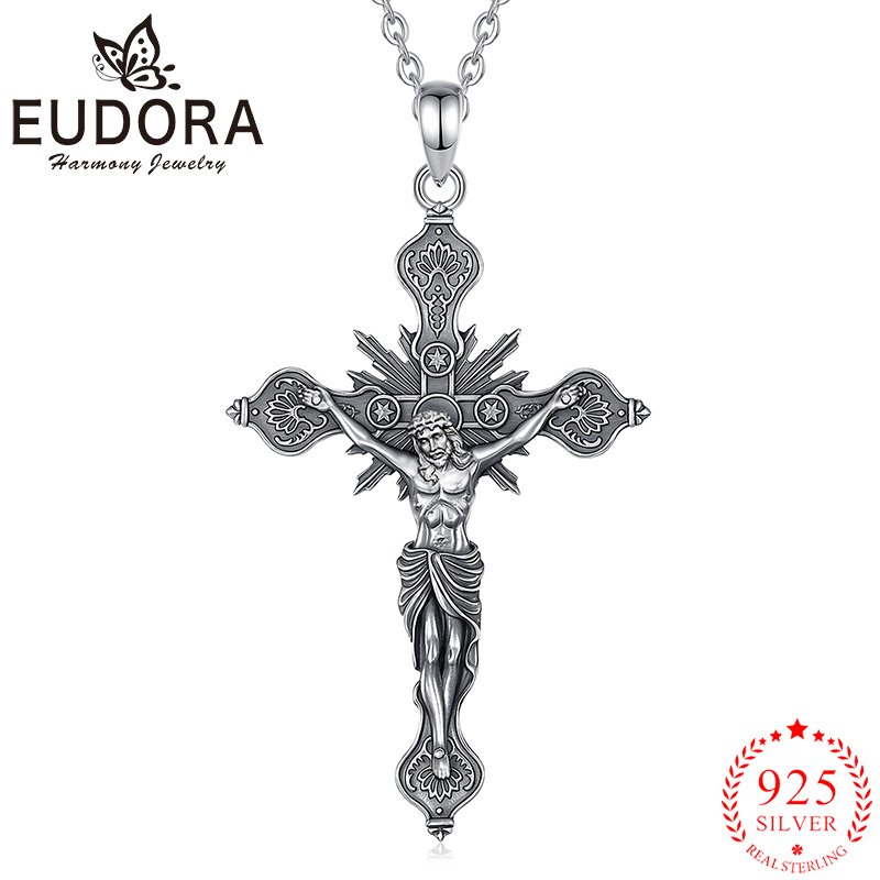 925 Sterling Silver Chain Necklace Men - Eudora, новое ожерелье с крестом и