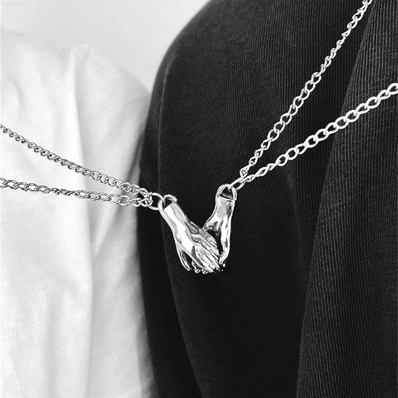 Magnetic Couple Matching Necklaces - Набор из 2-х парных серебристых магнитных