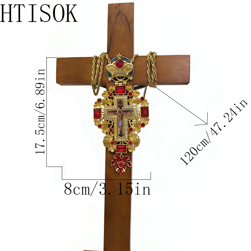 Cross Pendant Necklace Gold - Новое Премиальное Красное Золотое Православное Наперсное