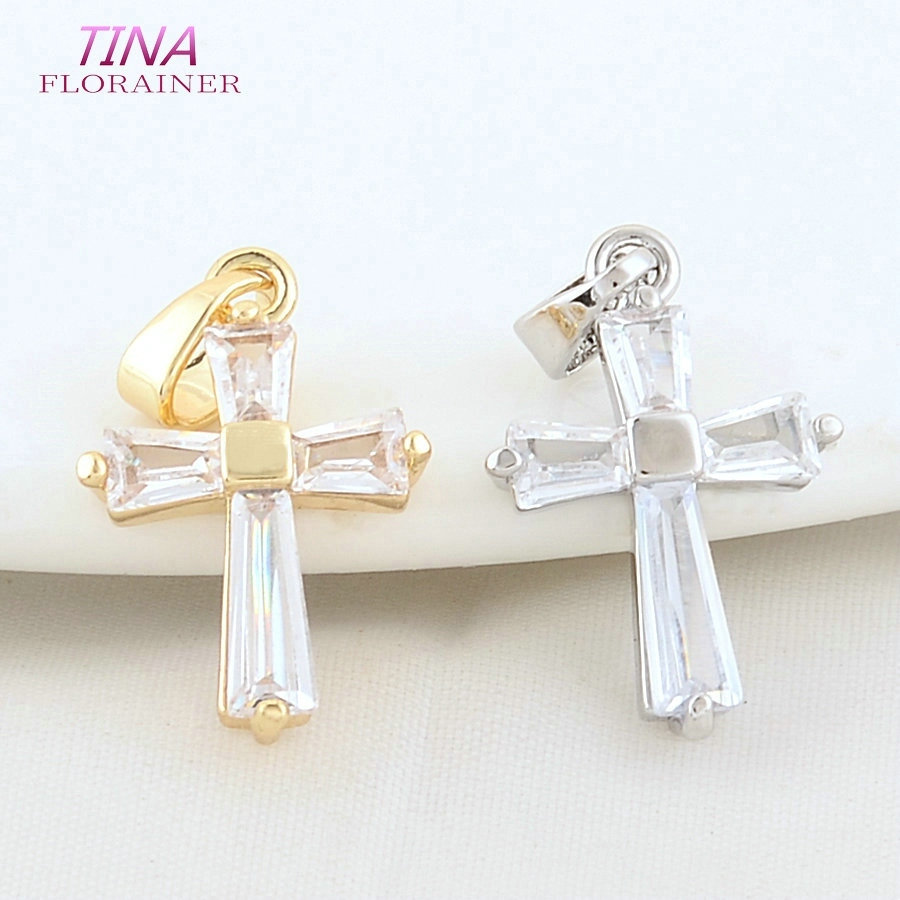 Cross Pendant Necklace Gold - 6 шт. 12*18 мм, латунь под