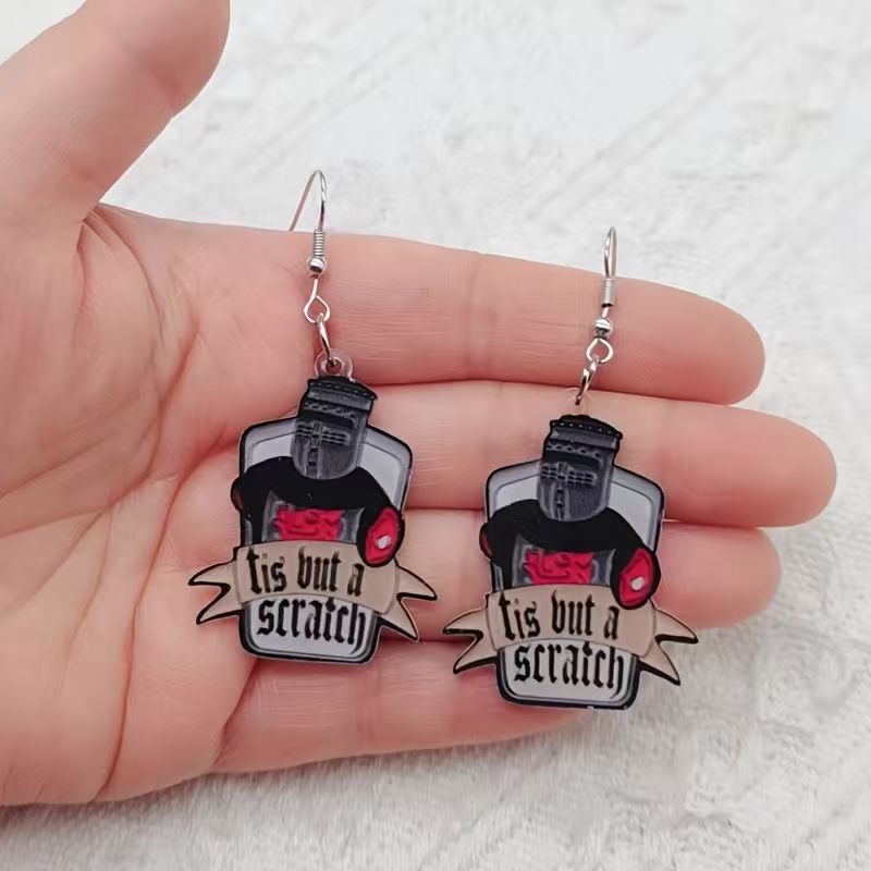 Earrings - 10 шт. акриловых черно-белых сережек с