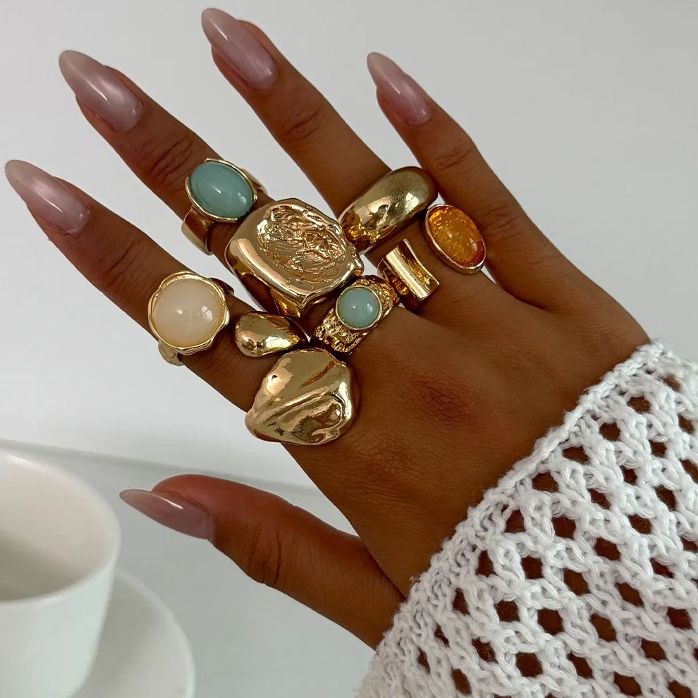 Vintage Punk Knuckle Rings Set - DIEZI 7 шт./компл. винтажные многоцветные акриловые