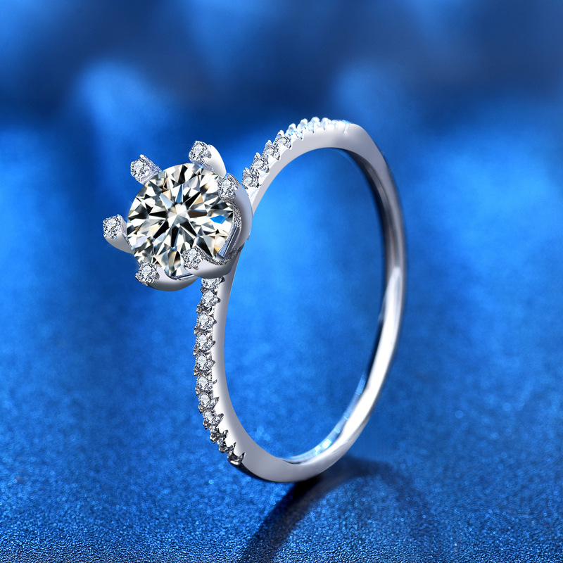 Moissanite Engagement Ring 1 Carat - S925 Свадебное обручальное кольцо с муассанитом,