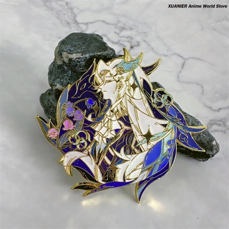 Anime Pendant Necklace - Металлический значок «Нёвиллет» из Genshin Impact,