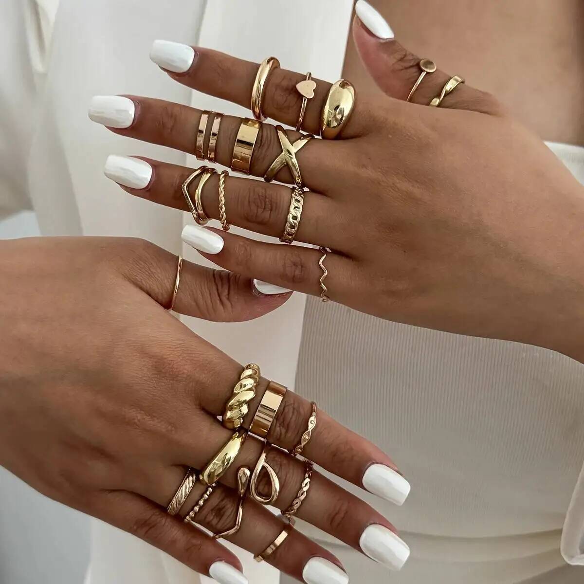 Vintage Punk Knuckle Rings Set - KunJoe, 24 шт./компл., модные открытые кольца