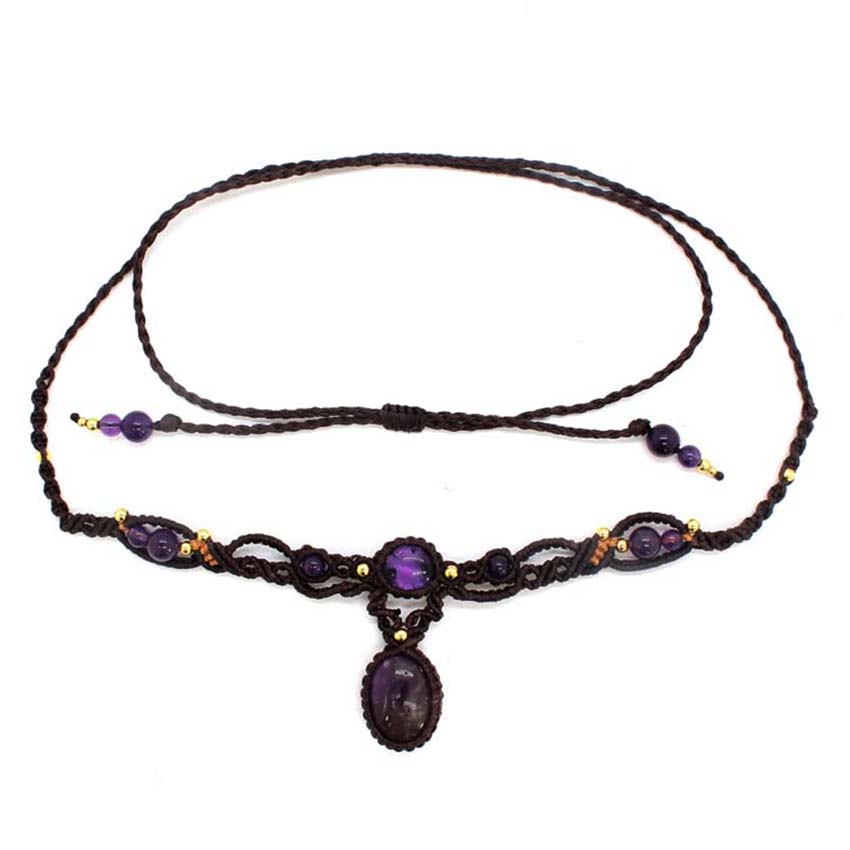 Crystal Pendant Necklace Natural Stone - Кристаллическое плетеное ожерелье с подвеской из