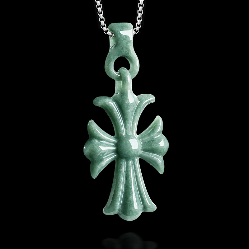 Necklaces - Натуральный бирманский жадеитовый кулон-крест, ожерелье, дизайнерские
