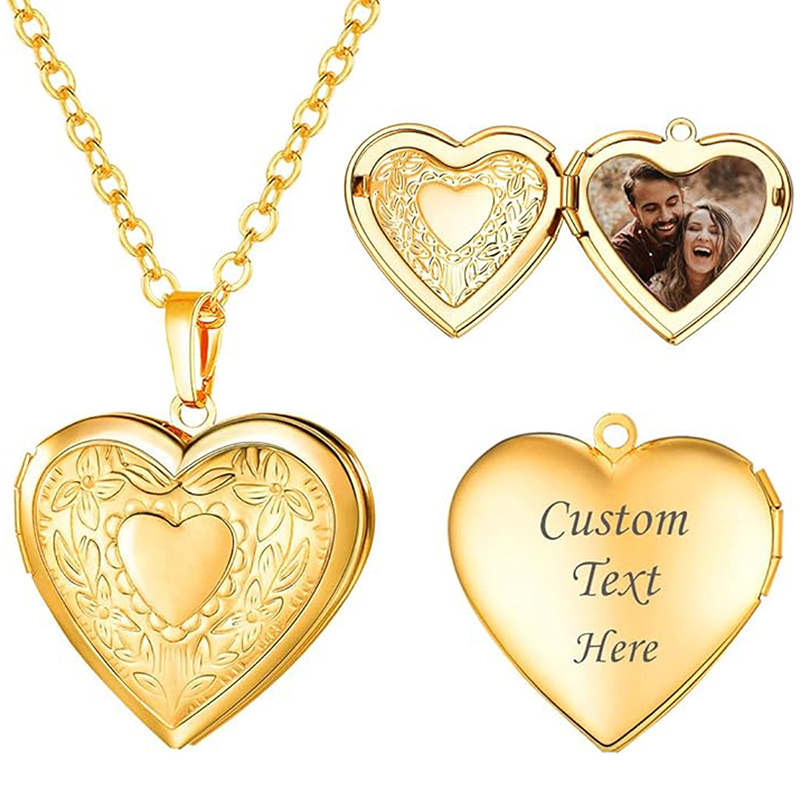 Heart Locket Necklace Photo - Персонализированное ожерелье-кулон с фото и текстом,