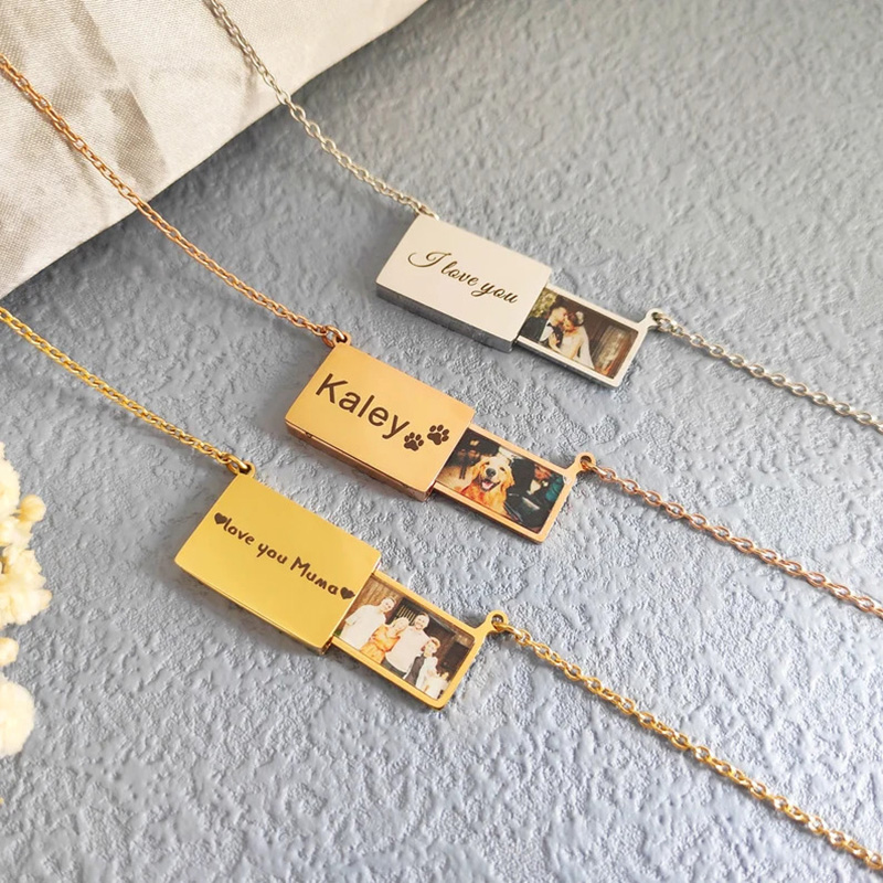 Heart Locket Necklace Photo - Персонализированное ожерелье-медальон из нержавеющей стали с