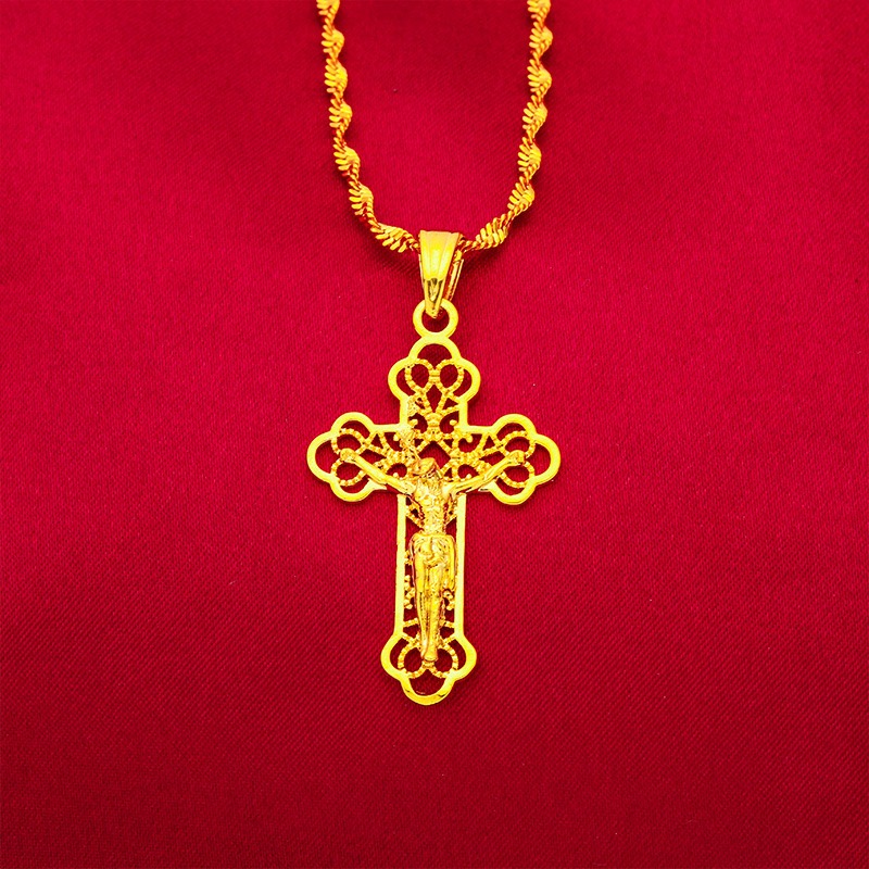 Cross Pendant Necklace Gold - Золотой крест-подвеска 9999 пробы, 24 карата,
