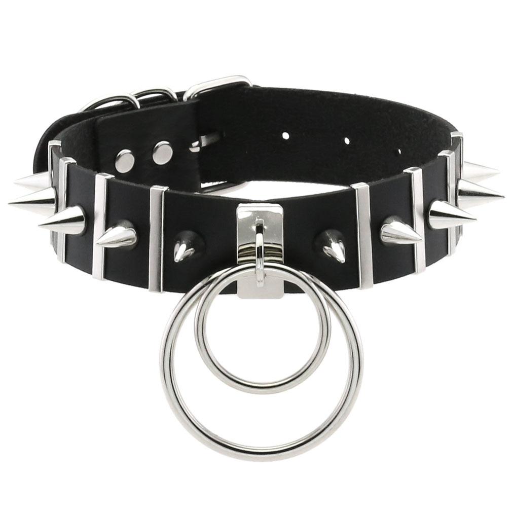 Goth Punk Spike Choker - Большие шипы колье кожаный воротник металлический
