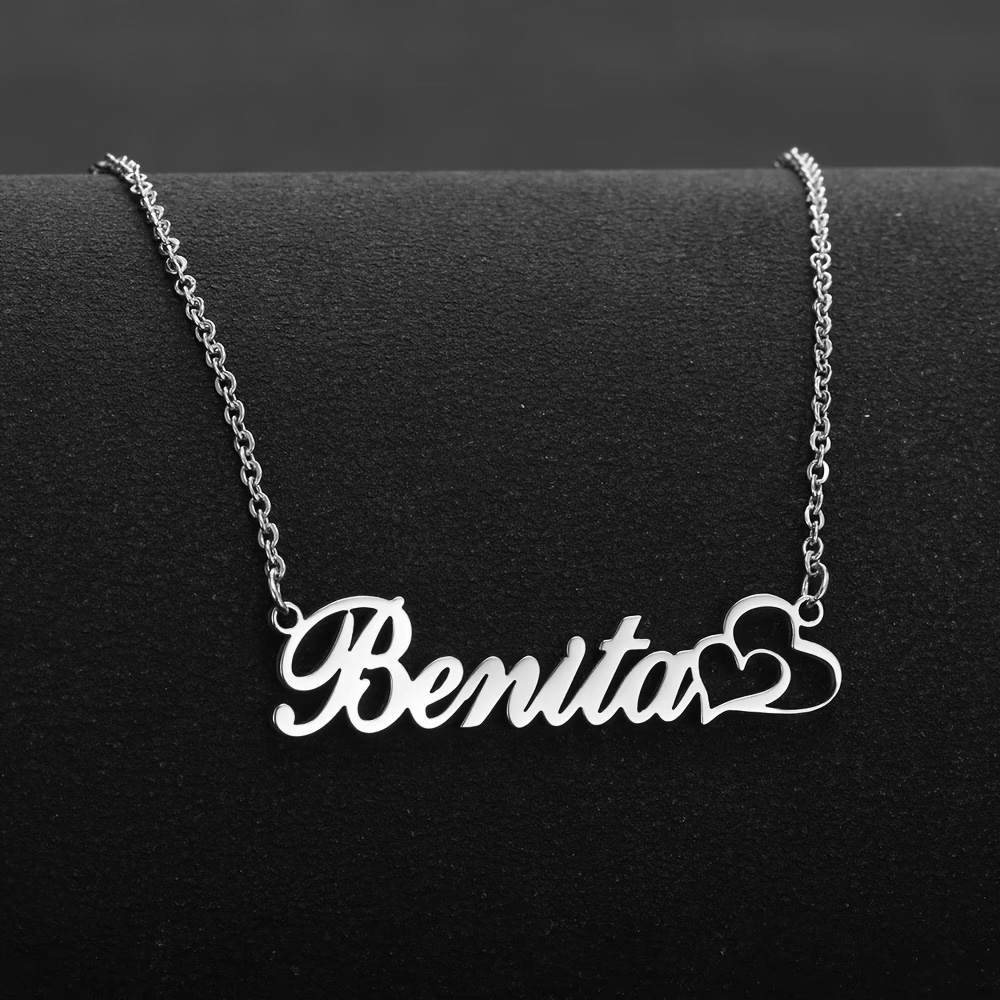 Custom Name Necklace Stainless Steel - Персонализированное ожерелье с двойным сердцем и