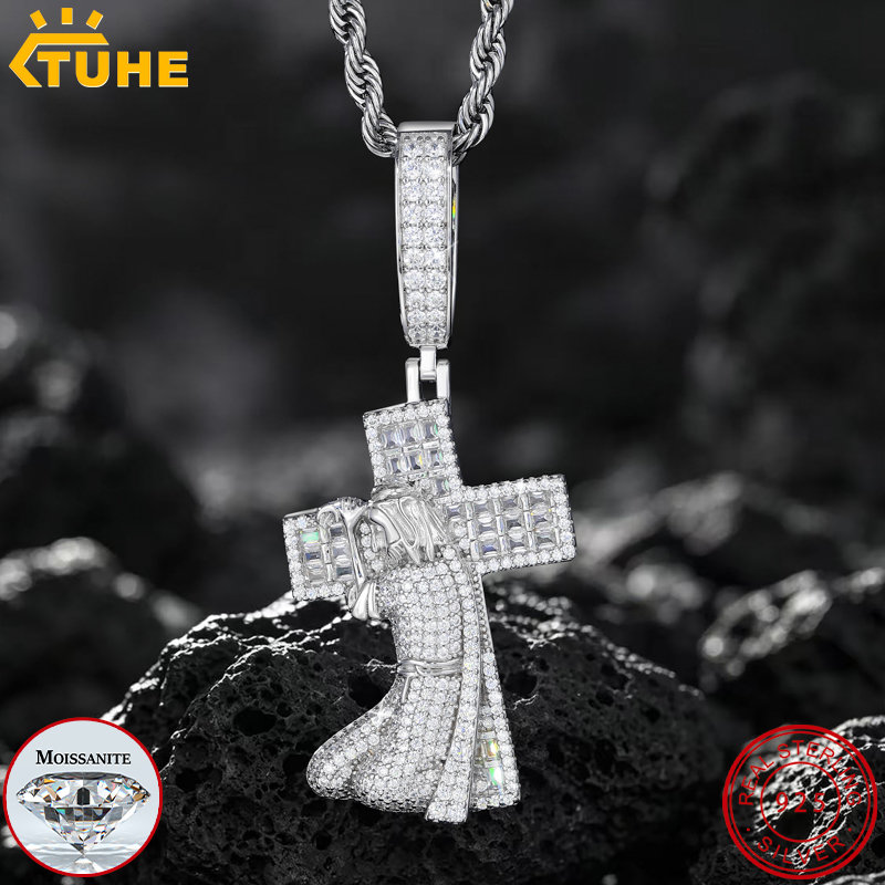 925 Sterling Silver Chain Necklace Men - Новый кулон с крестом Иисуса из