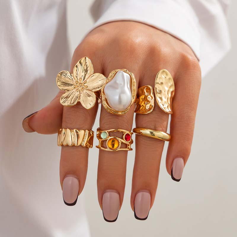 Vintage Punk Knuckle Rings Set - Набор из 6 винтажных металлических колец