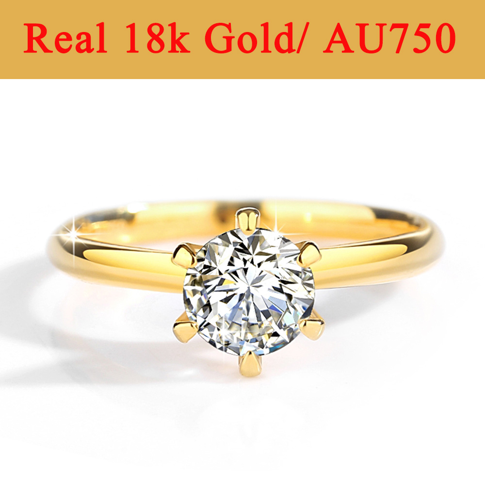 Moissanite Engagement Ring 1 Carat - Кольца из настоящего золота 18 карат
