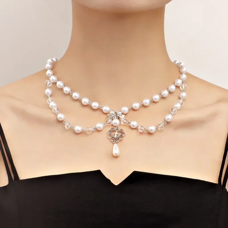 Ожерелье с подвеской в виде кр – обзор и цена Pearl Choker Necklace Vintage