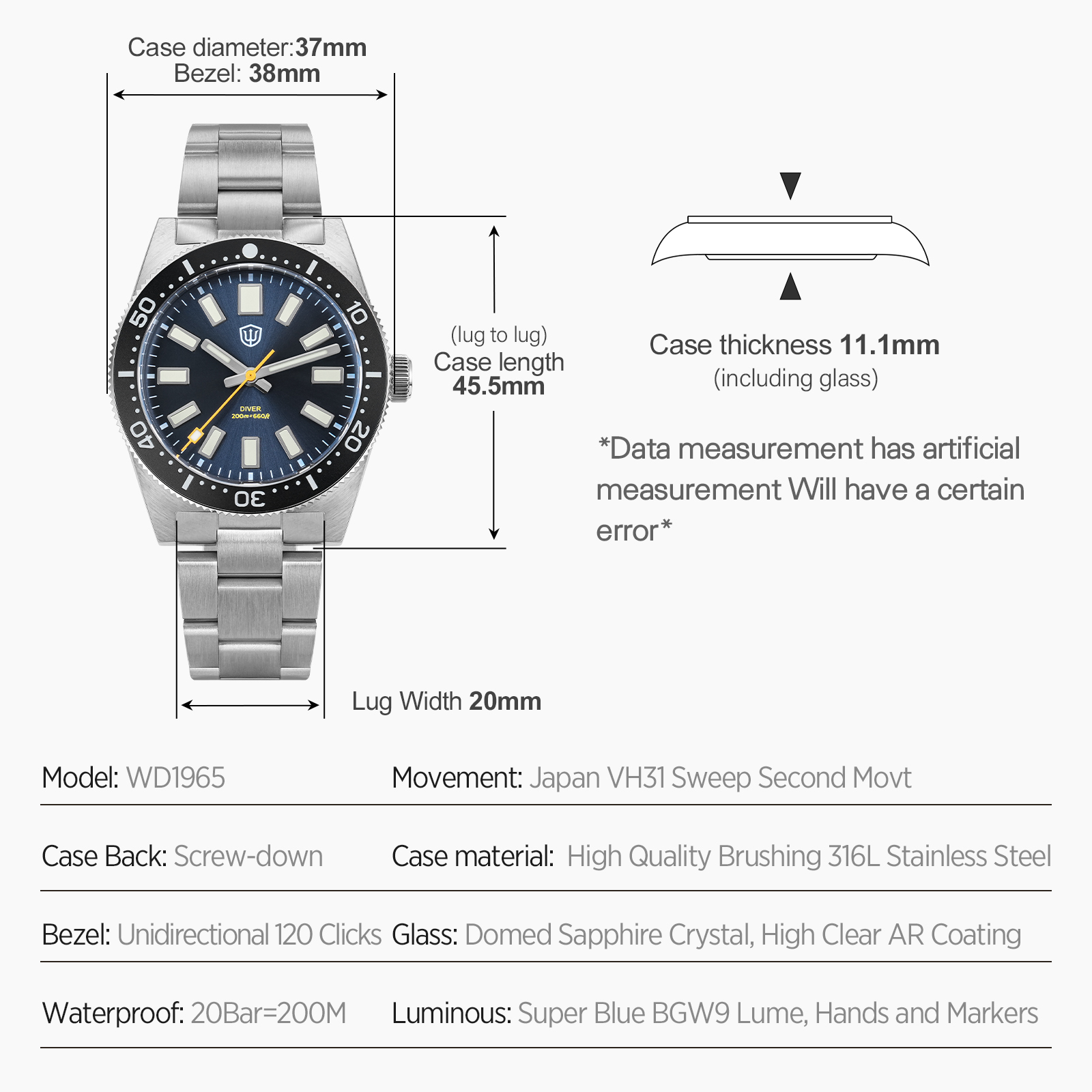 Мужские часы Watchdives 37 мм  – обзор и цена Watch Accessories