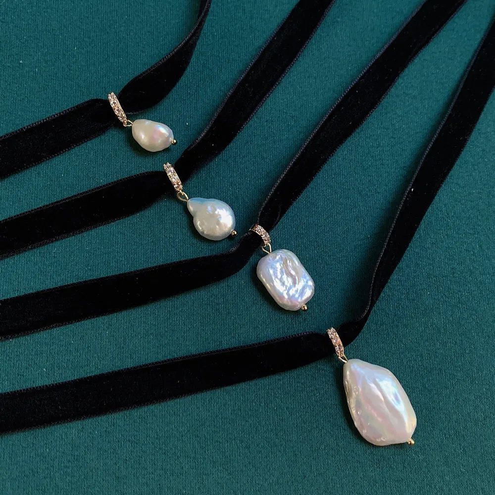 Черное бархатное колье с ленто – обзор и цена Pearl Choker Necklace Vintage