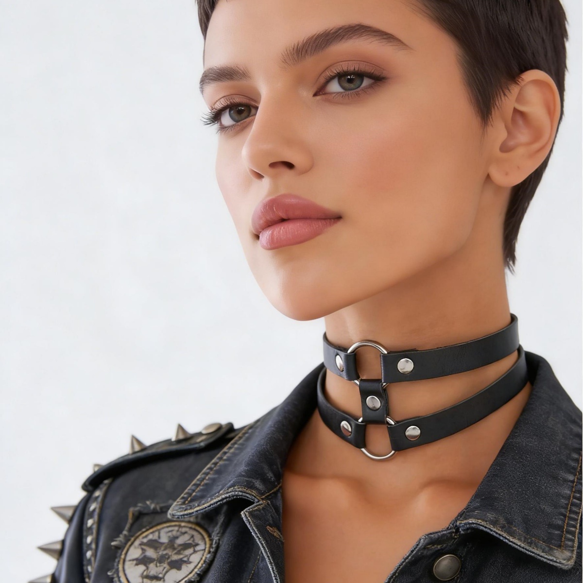 Модный чокер из искусственной  – обзор и цена Goth Punk Spike Choker