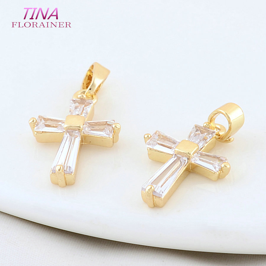 6 шт. 12*18 мм, латунь под 14- – обзор и цена Cross Pendant Necklace Gold