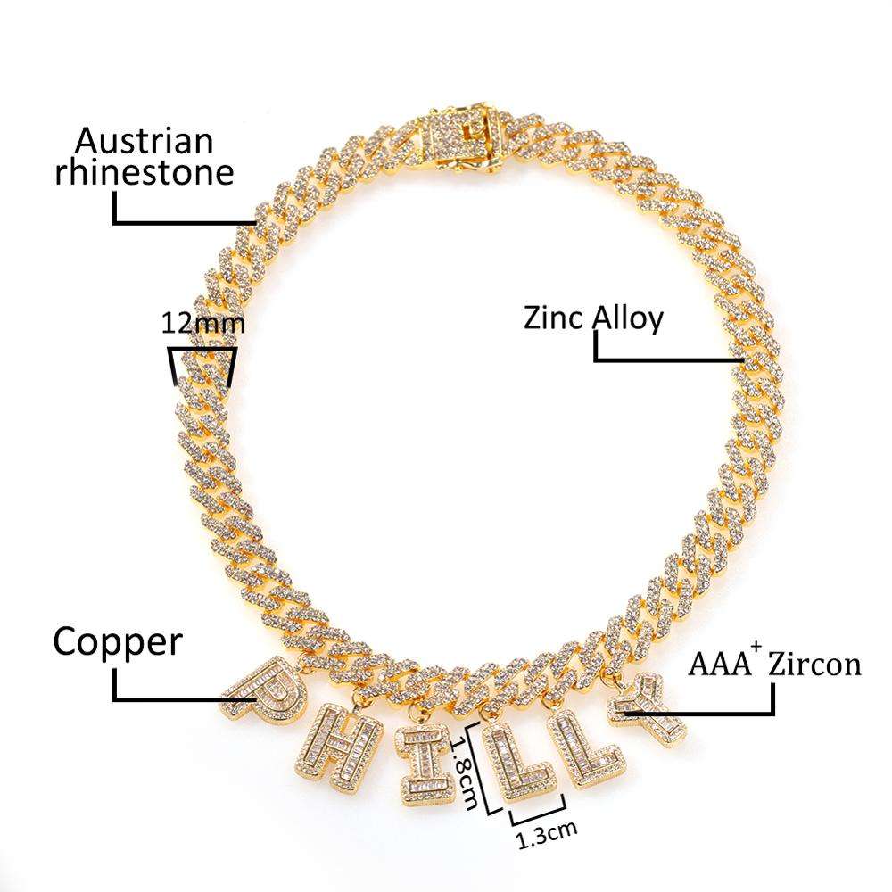 UWIN DIY Baguettecz Letter Nec – обзор и цена Cuban Link Chain 12Mm
