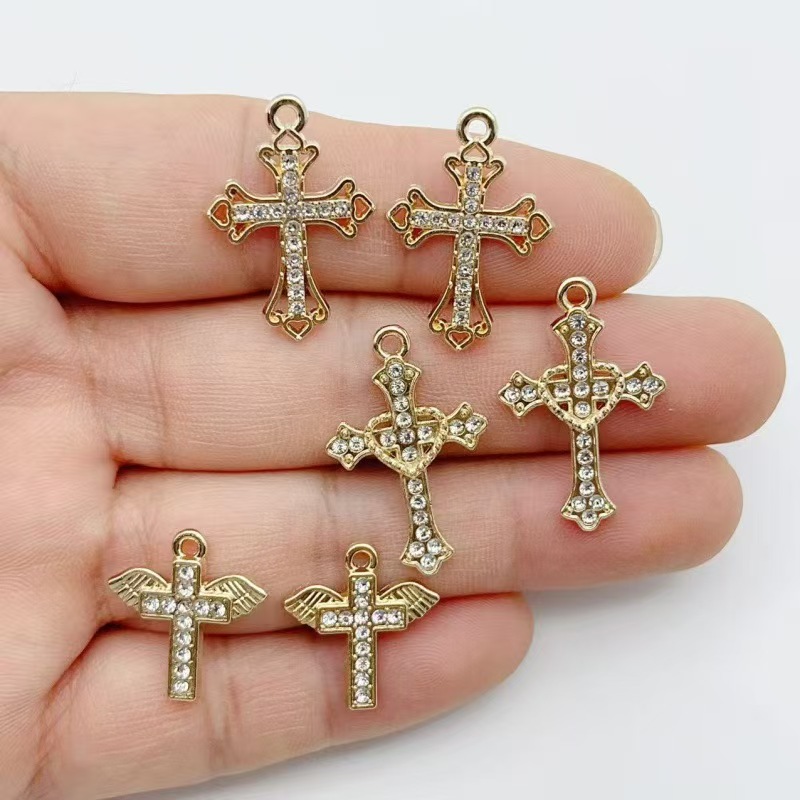 10 шт. Золотые кулоны-крестики – обзор и цена Cross Pendant Necklace Gold