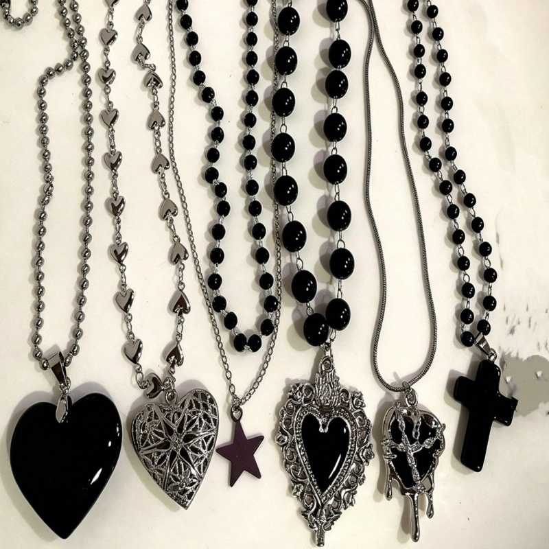 Набор из 6 готических многосло – обзор и цена Layered Pendant Necklace Aesthetic