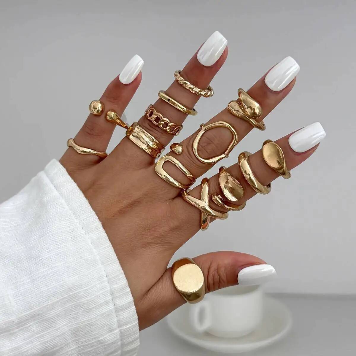 IngeSight.Z 14 шт./компл. хип- – обзор и цена Vintage Punk Knuckle Rings Set