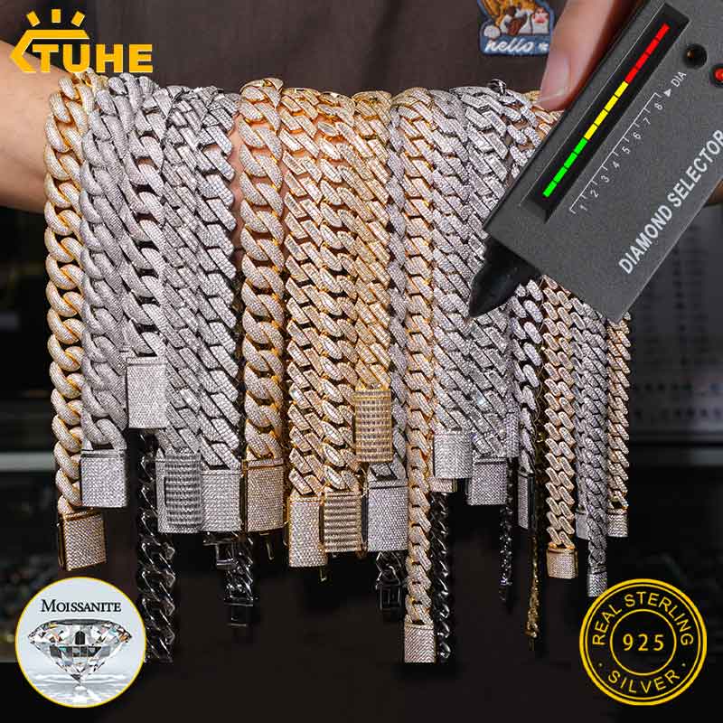 Цепочка TUHE унисекс с муассан – обзор и цена Cuban Link Chain 12Mm