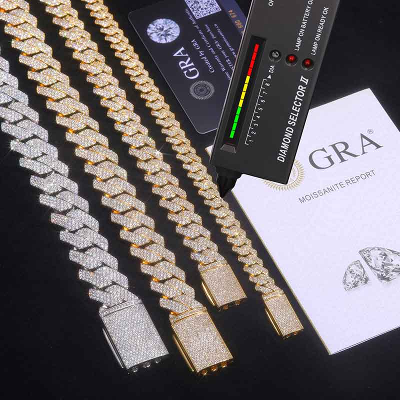 Цепочка TUHE унисекс с муассан – обзор и цена Cuban Link Chain 12Mm