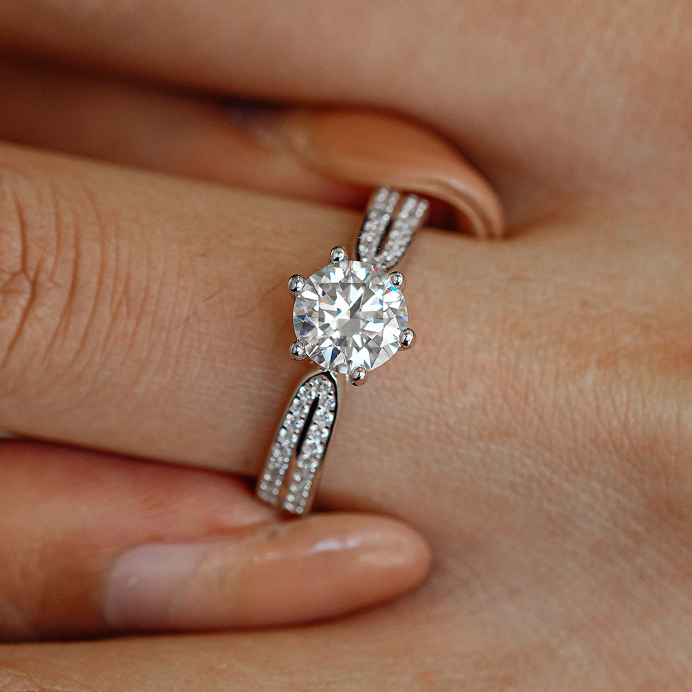 0,5/1/2/3 карата классическое  – обзор и цена Moissanite Engagement Ring 1 Carat