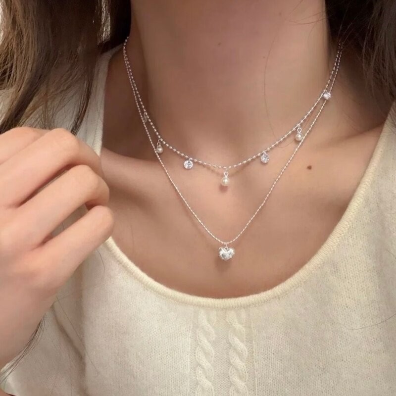 Двухслойное серебряное колье-ч – обзор и цена Layered Pendant Necklace Aesthetic