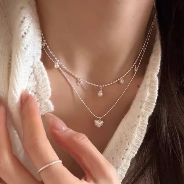 Двухслойное серебряное колье-ч – обзор и цена Layered Pendant Necklace Aesthetic