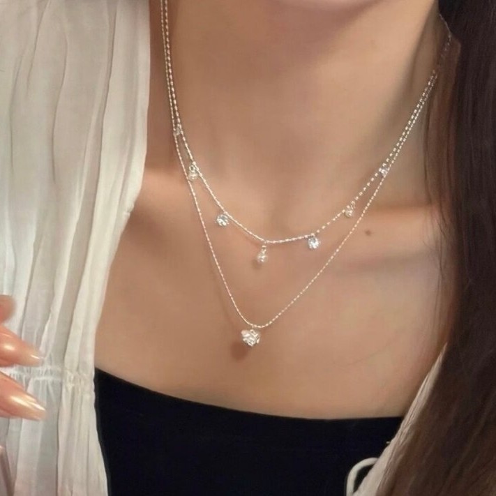 Двухслойное серебряное колье-ч – обзор и цена Layered Pendant Necklace Aesthetic