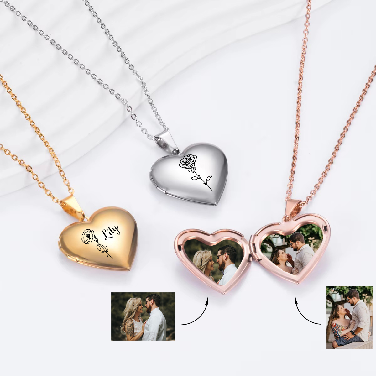 Персонализированное ожерелье-м – обзор и цена Heart Locket Necklace Photo