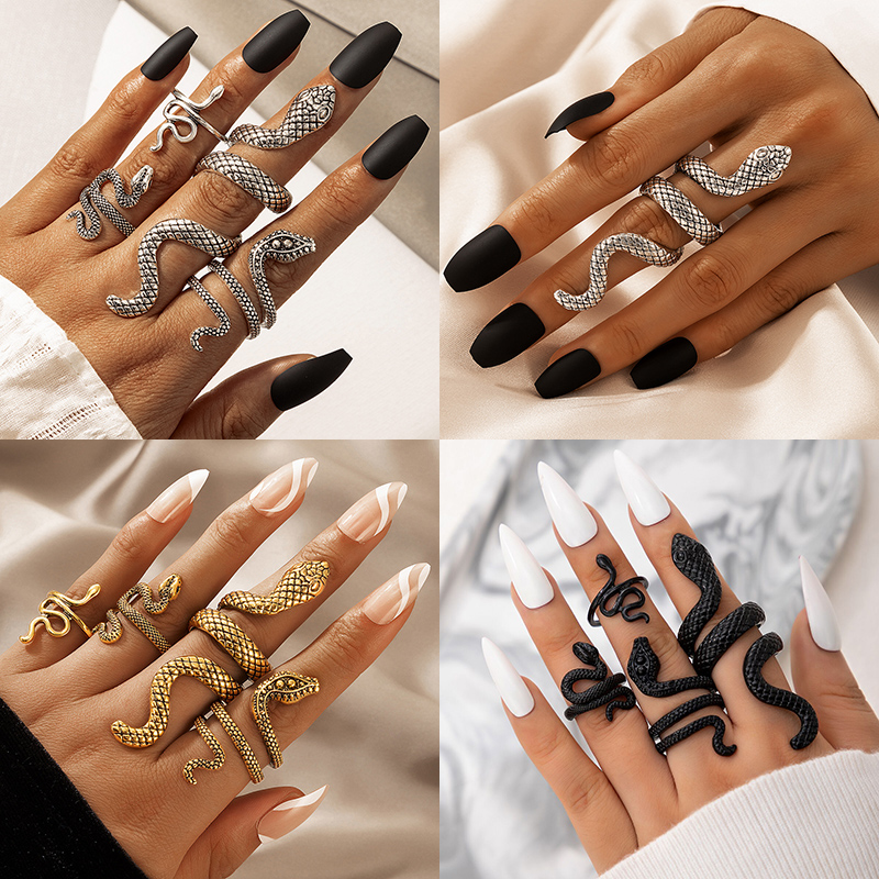 Мужское кольцо в виде змеи в с – обзор и цена Vintage Punk Knuckle Rings Set