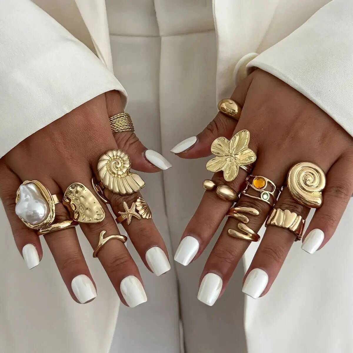 IngeSight.Z 14 шт./компл. хип- – обзор и цена Vintage Punk Knuckle Rings Set