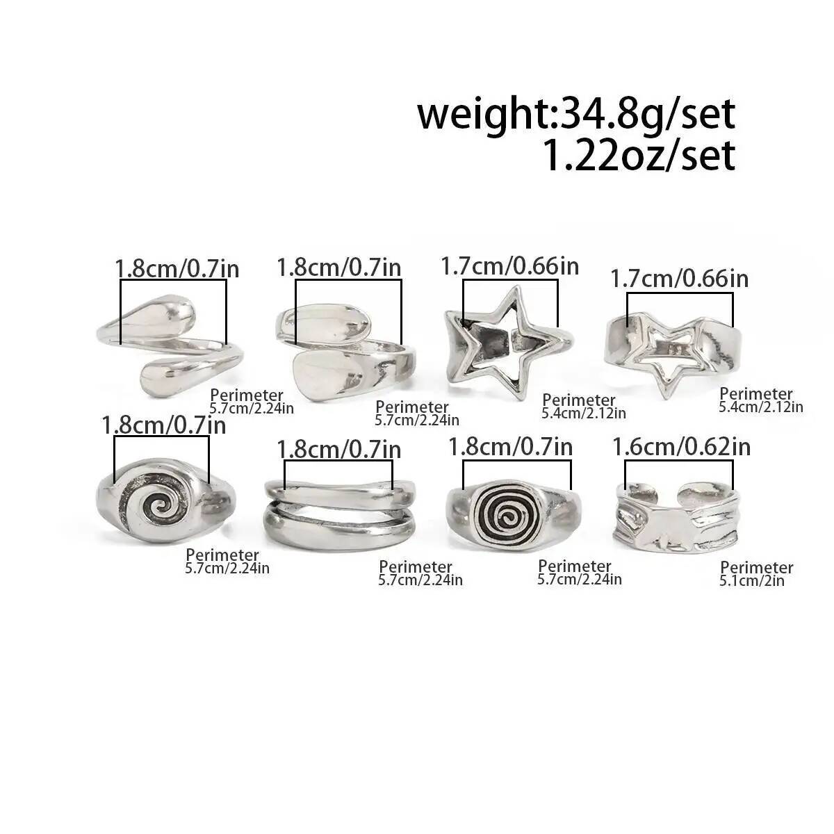 Комплект из 8 колец Ingemark:  – обзор и цена Vintage Punk Knuckle Rings Set