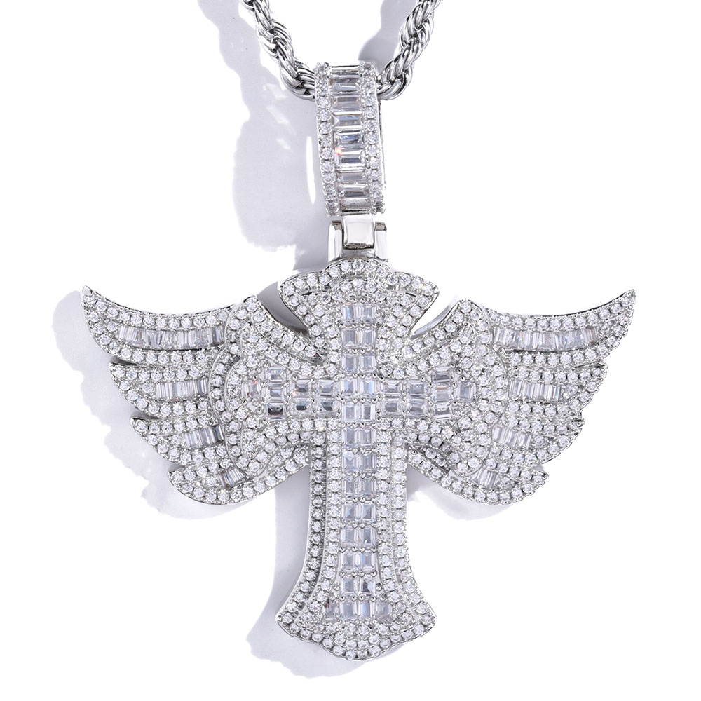 Хип-хоп полный бриллиант 18 ка – обзор и цена Cross Pendant Necklace Gold